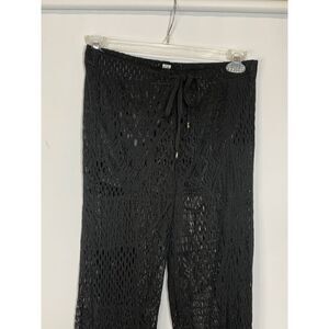 Golden Black Women's Mesh Net Bohemian Swimsuit Cover Up Pants Black Size Large